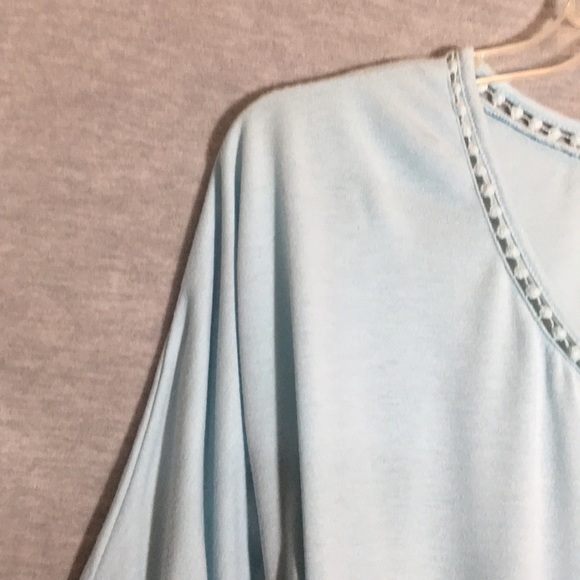 STUDIO Comfy Stretch Oversized Relaxed Fit Jersey Knit Tie Front Lacey Trim - Picture 6 of 16